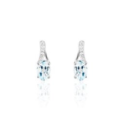 Boucles D'oreilles Audea Or Blanc Topaze Et Oxyde De Zirconium