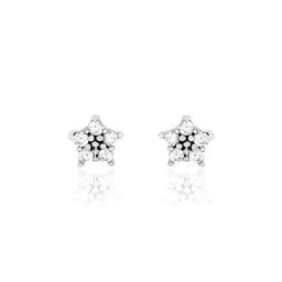 Boucles D'oreilles Puces Elais Etoile Or Blanc Oxyde De Zirconium