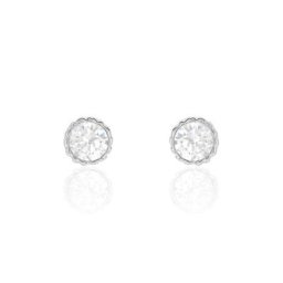 Boucles D'oreilles Puces Kadidia Or Blanc Oxyde De Zirconium