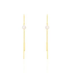 Boucles D'oreilles Pendantes Salman Or Jaune Perle De Culture