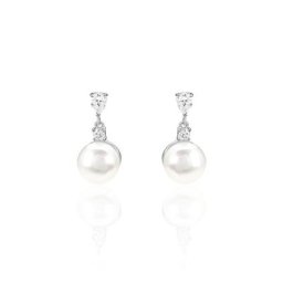 Boucles D'oreilles Pendantes Melya Argent Perle De Culture Et Oxyde