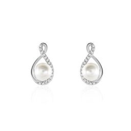 Boucles D'oreilles Davy Or Blanc Perle De Culture Oxyde