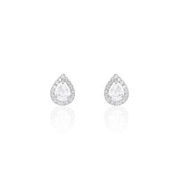 Boucles D'oreilles Puces Hildana Or Blanc Oxyde De Zirconium