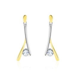 Boucles D'oreilles Pendantes Madli Or Bicolore Topaze
