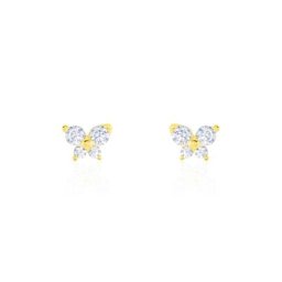 Boucles D'oreilles Puces Eleanor Fleur Or Jaune Oxyde De Zirconium