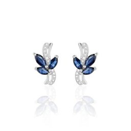 Boucles D'oreilles Puces Angie Or Blanc Saphir Et Diamant