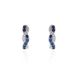 Boucles D'oreilles Puces Ligera Or Blanc Saphir Et Diamant