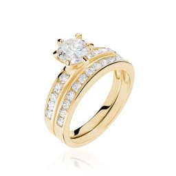 Bague Double Jeu Plaqué Or Jaune Oxyde De Zirconium