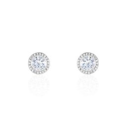 Boucles D'oreilles Puces Stelila Or Blanc Oxyde De Zirconium