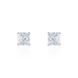 Boucles D'oreilles Puces Doreen Carre Or Blanc Oxyde De Zirconium