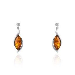 Boucles D'oreilles Pendantes Vyara Argent Blanc Ambre