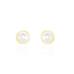 Boucles D'oreilles Puces Siera Or Jaune Perle De Culture