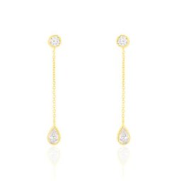 Boucles D'oreilles Pendantes Kadidja Or Jaune Oxyde De Zirconium