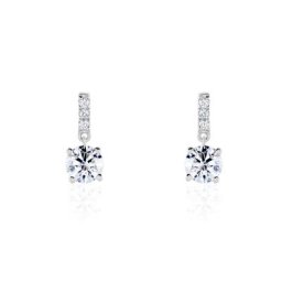 Boucles D'oreilles Pendantes Paciane Or Blanc Oxyde De Zirconium