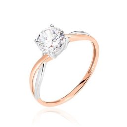 Bague Solitaire Micheline Or Bicolore Oxyde De Zirconium