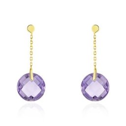 Boucles D'oreilles Pendantes Ludmille Or Jaune Amethyste