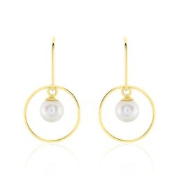 Boucles D'oreilles Pendantes Salvine Or Jaune Perle De Culture