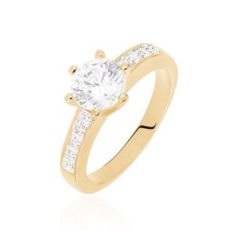 Bague Solitaire Stevie Plaqué Or Jaune Oxyde De Zirconium