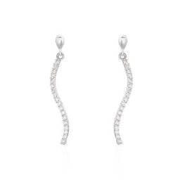 Boucles D'oreilles Pendantes Torsade Or Blanc Oxyde De Zirconium