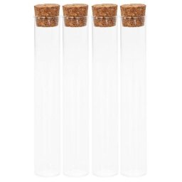 Vases éprouvettes avec bouchons de liège, 15 cm, 2,5 cm Ø, 4 pièces