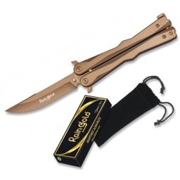 Couteau papillon balisong 21cm finition doré