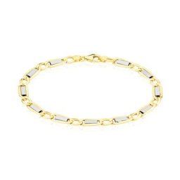Bracelet Danae Maille Plaquette Alternee 1/1 Or Bicolore