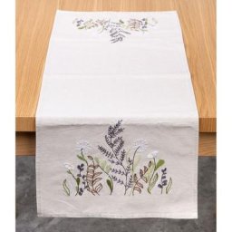 Chemin de table à broder ""herbes
