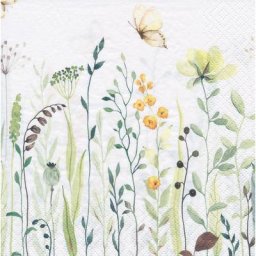 Serviettes en papier « fleurs et herbes », 33 x 33 cm, 20 pièces