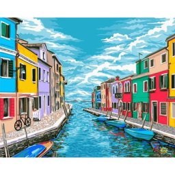 Kit peinture par numéros ""maisons colorées"", 50 x 40 cm