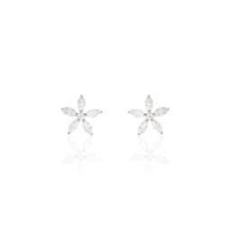 Boucles D'oreilles Puces Horcia Or Blanc Oxyde De Zirconium