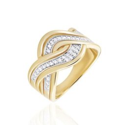 Bague Dareia Plaqué Or Jaune Oxyde De Zirconium Blanc