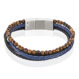 Bracelet Acier Blanc Ulric œil De Tigre