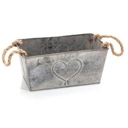 Cache-pot en métal ""cœur"", 26 x 15 x 12 cm