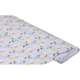 Tissu coton bio ""dauphin et cie"", bleu clair/multicolore