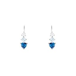Boucles D'oreilles Pendantes Lauressa Or Blanc Topaze Bleu Oxyde