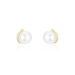Boucles D'oreilles Puces Lucinda Or Jaune Perle De Culture