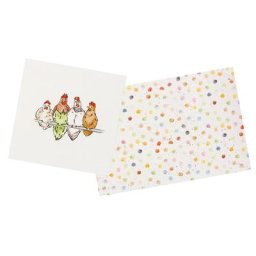 Tissu panel canevas ""poules"", crème/multicolore
