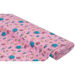 Tissu jersey en coton ""animaux de la mer"", rose/multicolore