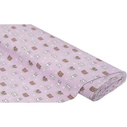 Tissu jersey « têtes d'animaux », lilas/multicolore