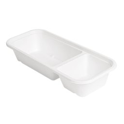 Barquette 2 compartiments en cellulose naturelle fibre de canne