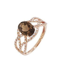 Bague Tina Or Rose Quartz Et Oxyde De Zirconium