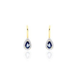 Boucles D'oreilles Pendantes Doorsie Or Jaune Saphir Et Diamant