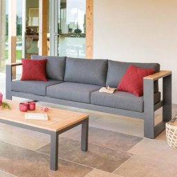Canapé de jardin Emperia Graphite Aluminium traité époxy, Polyester, Acacia certifié FSC®