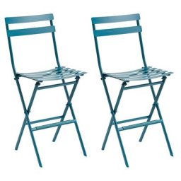 Lot de 2 chaises hautes pliantes jardin Greensboro Bleu canard