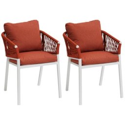Lot de 2 fauteuils jardin Oriengo Brique Blanc
