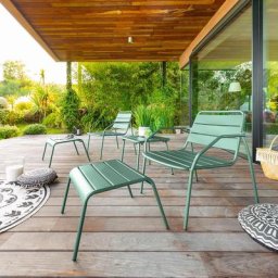 Salon duo relax Phuket Vert olive Jardin 2 places - Acier traité époxy, Traitement antirouille renforcé