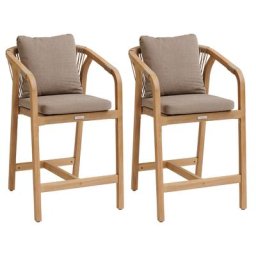Lot de 2 fauteuils hauts jardin Papouasie Acacia Taupe