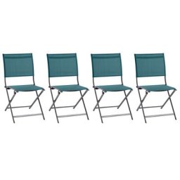 Lot de 4 chaises jardin pliantes Axant Bleu canard Graphite