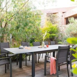 Table de jardin extensible Allure Effet bois muscade Graphite
