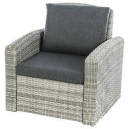 Fauteuil de salon jardin Polynésia Havane Aluminium traité époxy, Résine tressée, Polyester
